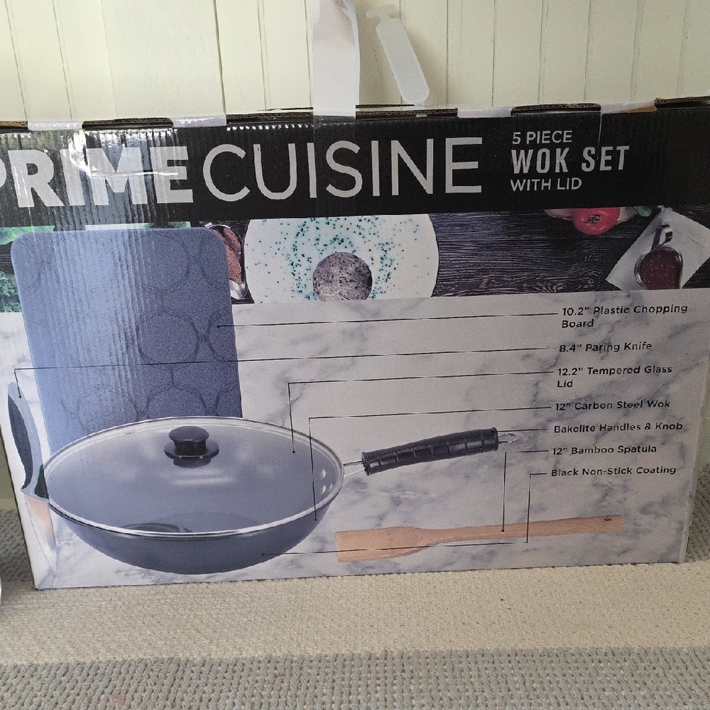 Prime Cuisine 5 Pc. Wok Set With Lid - Picture 2 of 10